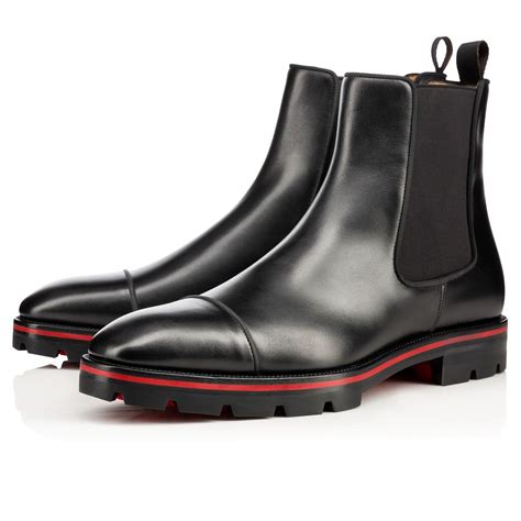 men's black boots with red sole ysl|BOOTS .